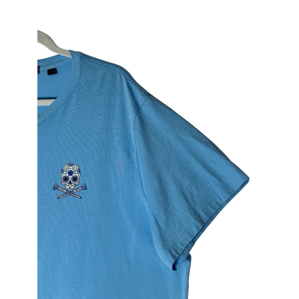 G/FORE T Shirt Men's 2XL Light Blue Skull Logo Back Short Sleeve Golf Athleisure - Picture 4 of 7